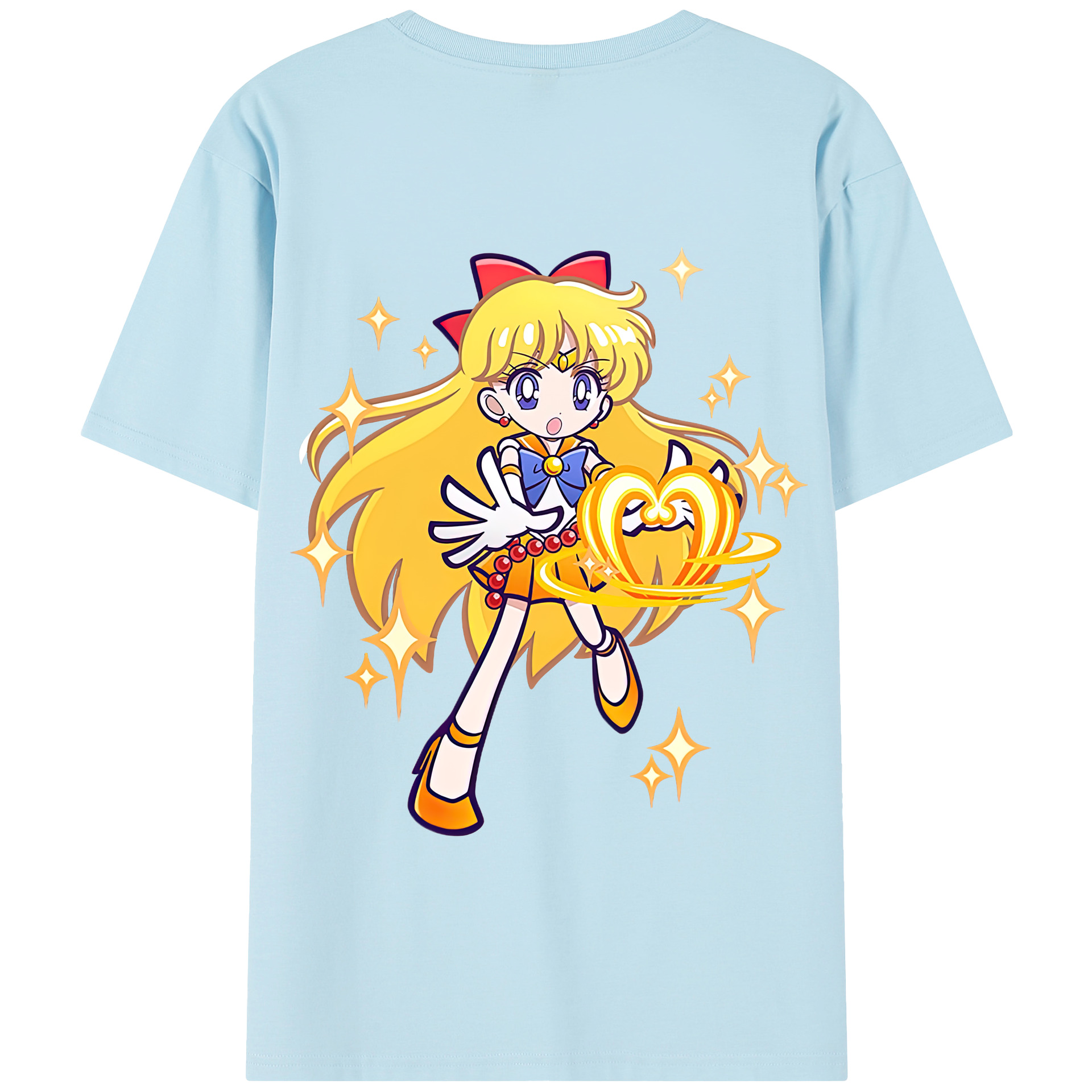 （画像用） 美少女戦士セーラームーン 愛野 美奈子 あいの みなこ Sailor Moon Aino Minako 綿100％半袖Tシャツ（背面プリント）